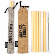 Load image into Gallery viewer, Reusable Organic Bamboo Straws With Travel Pouches - Refill Mill
