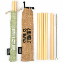 Load image into Gallery viewer, Reusable Organic Bamboo Straws With Travel Pouches - Refill Mill
