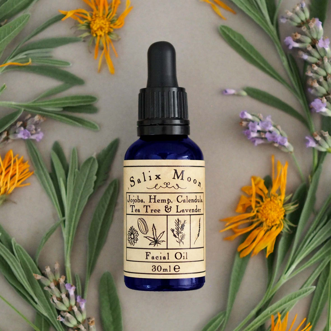 Balancing Botanical Facial Oil - Jojoba, Hemp, Calendula, Tea Tree + Lavender
