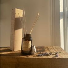 Load image into Gallery viewer, Natural home fragrance reed diffuser essential oil blend with kraft gift box: rosemary, lavender and clary sage.
