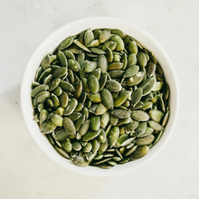 Load image into Gallery viewer, Organic pumpkin seeds in bowl - Refill Mill
