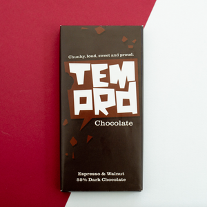 Temprd Chocolate Bar Large - Dark Espression & Walnut Chocolate.