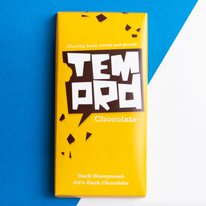 Temprd Chocolate Bar Large - Dark Honeycomb Chocolate.