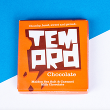 Load image into Gallery viewer, Temprd Chocolate Bar Small - Maldon Sea Salt &amp; Caramel Milk Chocolate
