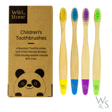 Load image into Gallery viewer, Children’s Bamboo Toothbrushes - Pack of 4 - Refill Mill
