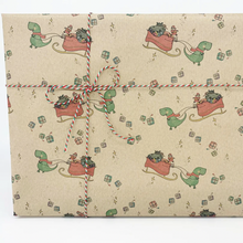 Load image into Gallery viewer, Recycled Wrapping Paper - Christmas Dinosaur - Refill Mill
