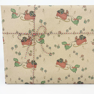 Recycled Wrapping Paper - Christmas Dinosaur - Refill Mill