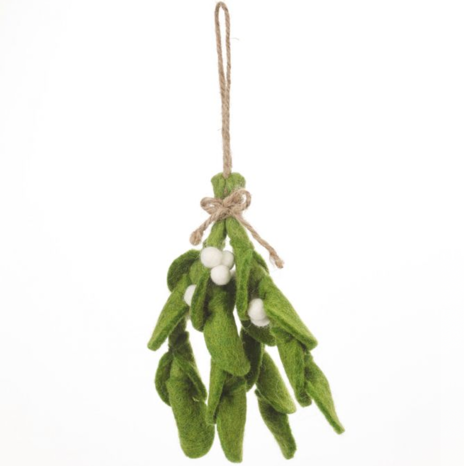 Handmade Felt Christmas Tree Decoration - Mistletoe Sprig