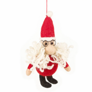 Handmade Felt Christmas Tree Decoration - Curly Santa