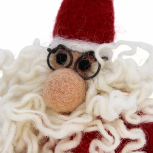 Handmade Felt Christmas Tree Decoration - Curly Santa