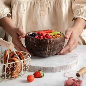 Handmade Coconut Bowl with Wooden Spoon Set - Refill Mill